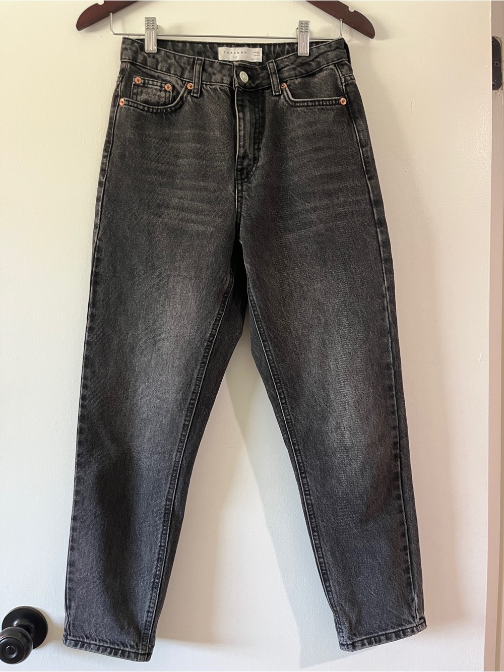 Topshop Black Washed Mom Jeans
